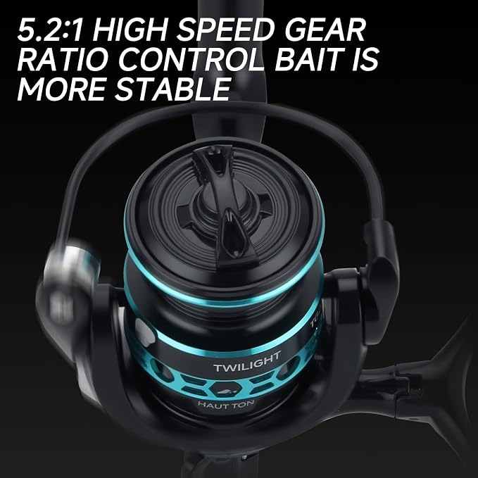 HAUT TON Dolphin Advance Edition Spinning Reel,5.2:1Gear Ratio,22LBS,5+1BB,Backlash Free Bearing,Sealed Drag System,Saltwater,Freshwater Fishing Reels