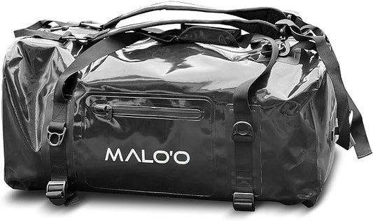 Malo’o Airtight Waterproof Adventure Duffle, Heavy Duty Submersible Dry Bag Duffel with Watertight Zipper and DryCore Technology, Waterproof Gear Bag, Black
