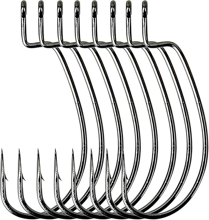 Angler's Grotto EWG Offset Shank Worm Hook | 15/25 Count Per Pack | Freshwater Saltwater Fishing Hooks | High Carbon Steel Extra Strength | Size #1#1/0#2/0#3/0#4/0#5/0