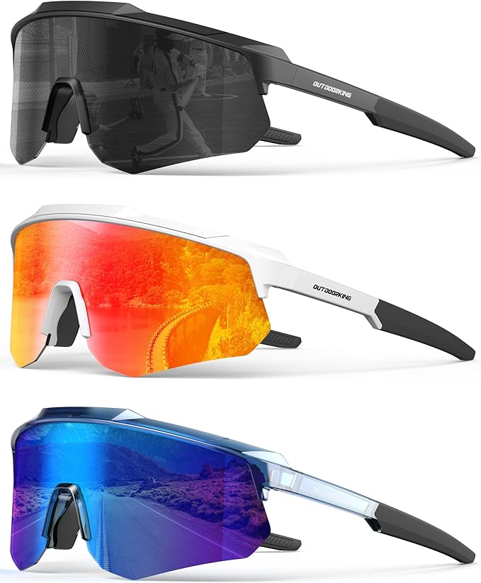 Polarized Sports Sunglasses for Men Women, UV400 One-Piece Lens Sport Shades for Baseball, Running, Cycling, Fishing