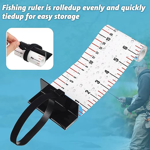 VioraWhite 2 Pcs 47 Inch Fishing Ruler Fishing Measuring Tape with Bump Board Waterproof Portable Roll up Fish Measuring Board Device Tool for Crappie Tuna Shark Swordfish