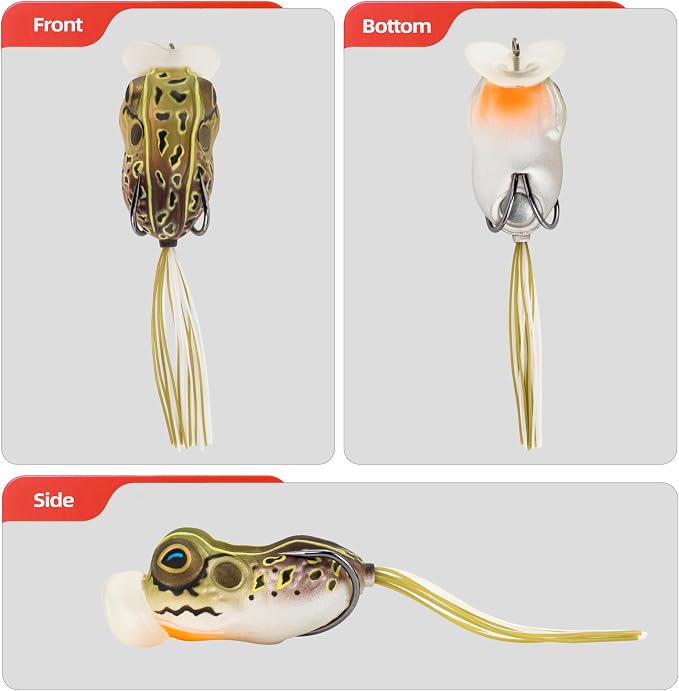 Soft Frog Lures, Topwater Swimbaits for Bass Fishing, Realistic PVC Design, Weedless Hooks, Perfect for Freshwater & Saltwater, Effective Fishing Lures for Pike & Snakehead