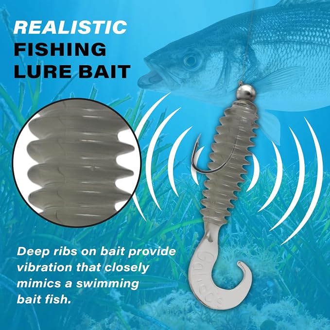 Galida's Grubz Soft Plastic Fish Bait Lures for Fishing | Fishing Bait Lure with Deep Ribs | Great for Beginners and Advanced Fishermen