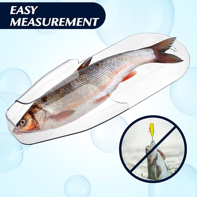 JellyArch 2 Pcs Crappie Fast Check Fish Measuring Board 13.5 x 5.3'' PC Plastic Fish Ruler Crappie Measuring Checker Bump Board Device Easy to Clean Fishing Gear Accessories, Blue and White