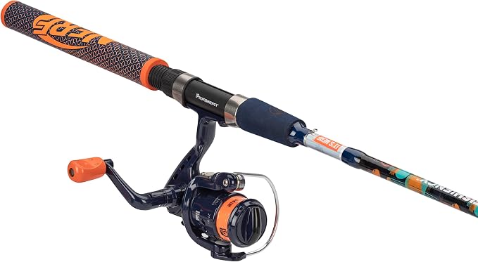 NERF® 5'6" Micro Spincast Combo | 5'6" Medium Action 2pc Fiberglass Rod | Micro Spinning Reel w/ 5.2:1 Gear Ratio | Pre-Spooled w/ 6lb Abrasion Resistant Line | NERF® Dart Practice Casting Plug