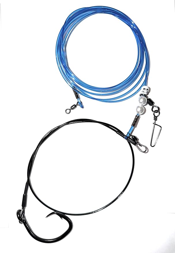 Titan Tamer 15ft Heavy Duty Shark Rig – 16/0 Inline Circle Hook, 400lb Monofilament Shock Leader for Surf & Land-Based Shark Fishing