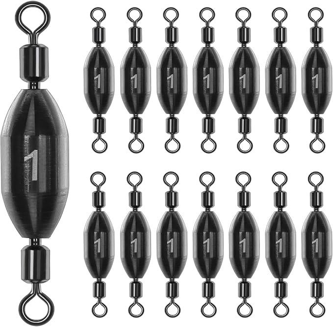 15Pcs Fishing Weights Swivel Bullet Sinkers Brass Fishing Weights Saltwater Freshwater Bass Sinker Fishing Weights with Swivel Rolling