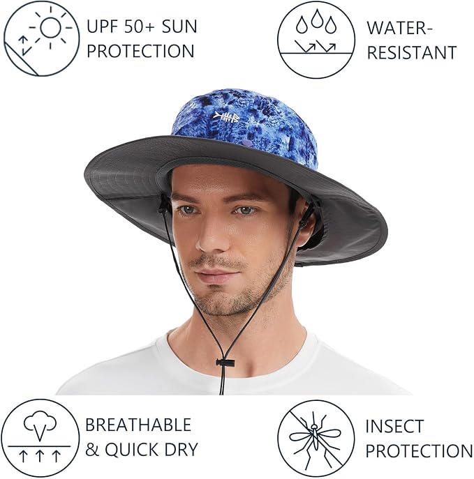 BASSDASH UPF 50+ Mosquito Sun Hat with Hidden Head Net and Neck Flap for Men Women Outdoor Fishing Hiking Camping