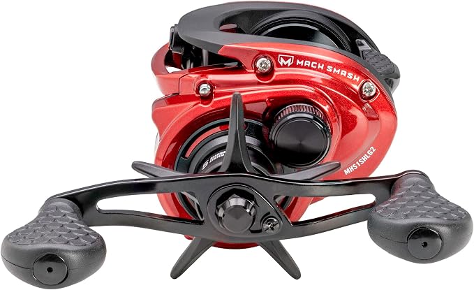 Lew’s MACH Smash Baitcast Reel & Fishing Rod Combo, 7-Foot, 1-Piece Rod, LH Retrieve Reel