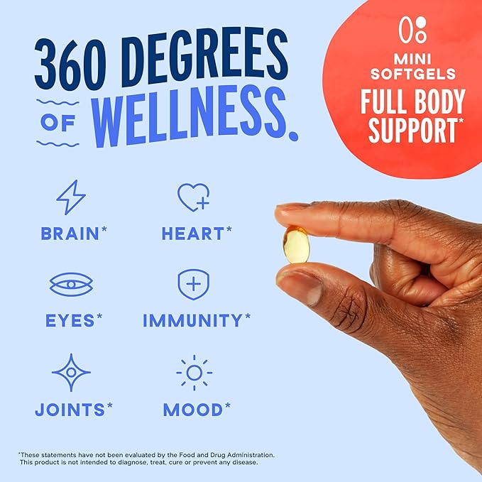 Oceanblue Professional Omega-3 2100 Mini Softgels - Triple Strength DPA EPA DHA Omega 3 Supplement - Easy to Swallow Burpless Wild Caught Fish Oil - Orange Flavor, 120 Softgels