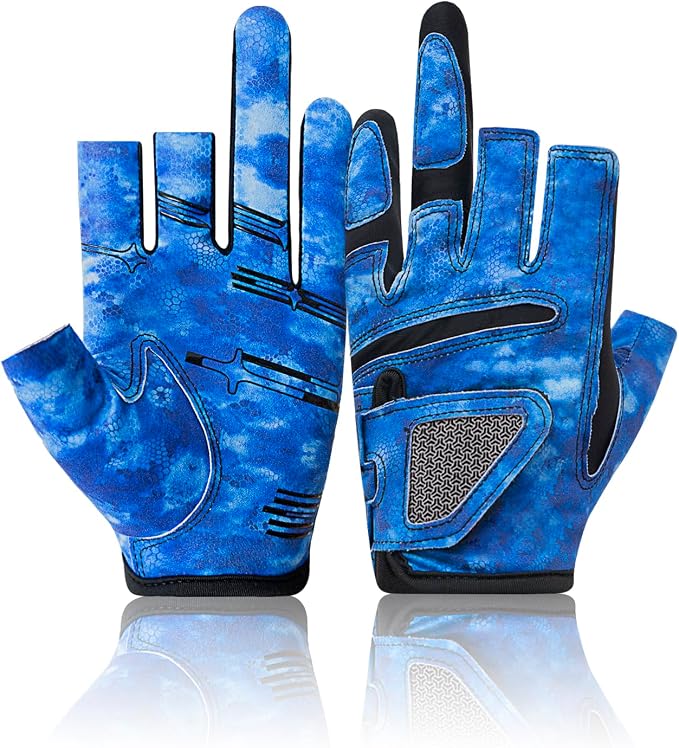 3-Cuts Fishing Gloves Men, Lightweight Breathable Anti-Slip Kayak Gloves Women for Kayaking, Sailing,Paddling,Rowing Enhanced Grip and Comfort