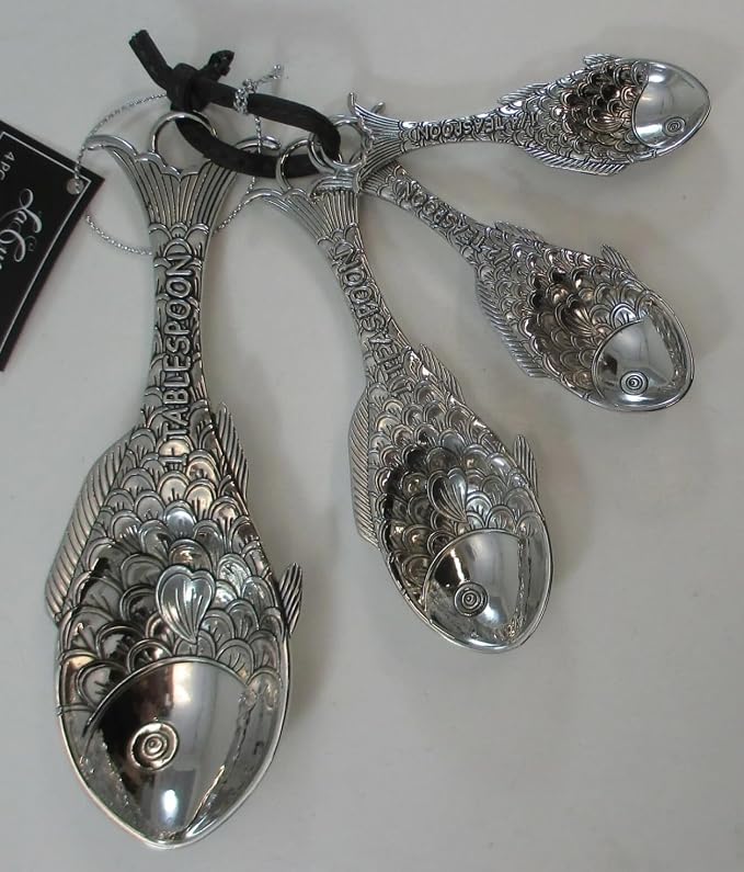 Ganz 4-Piece Set, Fish Measuring Spoon, One Size, silver