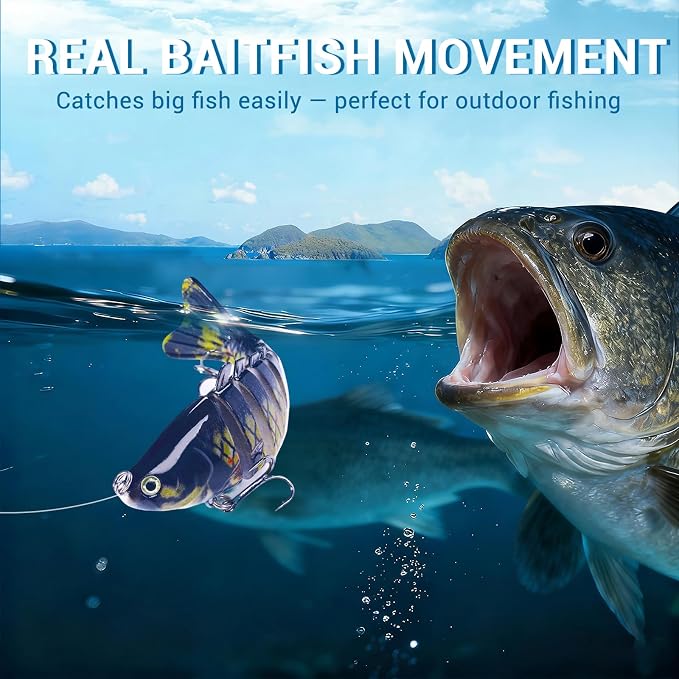 Keenjorika Fishing Lures Multi Jointed Fish Fishing Kits, Slow-Sinking Lifelike Segmented Swimbait Crankbaits, Realistic Swimming Action for Bass, Trout, Pike & Walleye, Freshwater and Saltwater