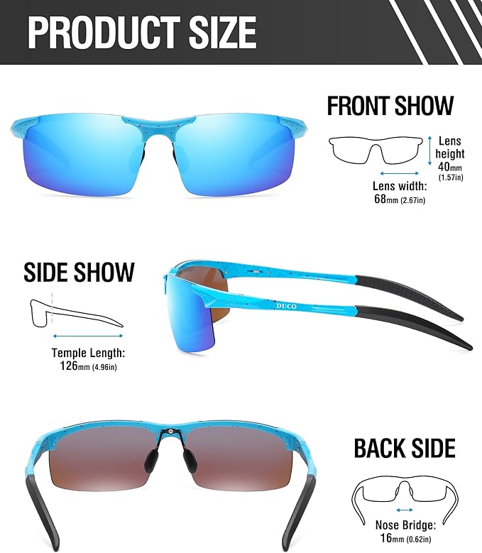 DUCO Mens Sports Polarized Sunglasses UV Protection Sunglasses for Men 8177s