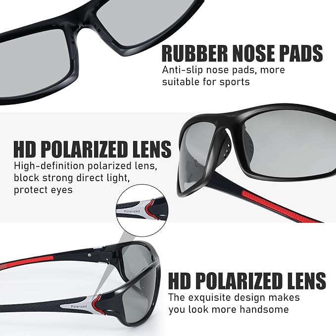 TOODOO 4 Pairs Men Polarized Sunglasses with UV Protection Driving Glasses Sports for Sport Outdoor Activities