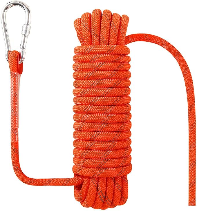 Marine Rope with Hook, 1/2 in x 32 ft, Floating Dock Line for Anchor, Throw, Tow, Mooring, Boating, Reflective Red