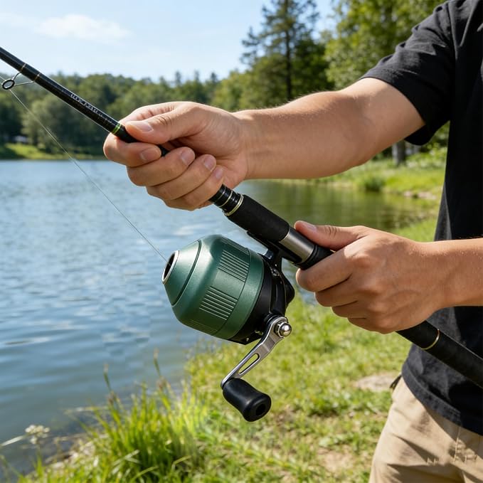 Spincast Fishing Reel, All-Metal Gears, Easy to Use Push Button Casting Design, Changeable Right/Left-Hand Retrieve