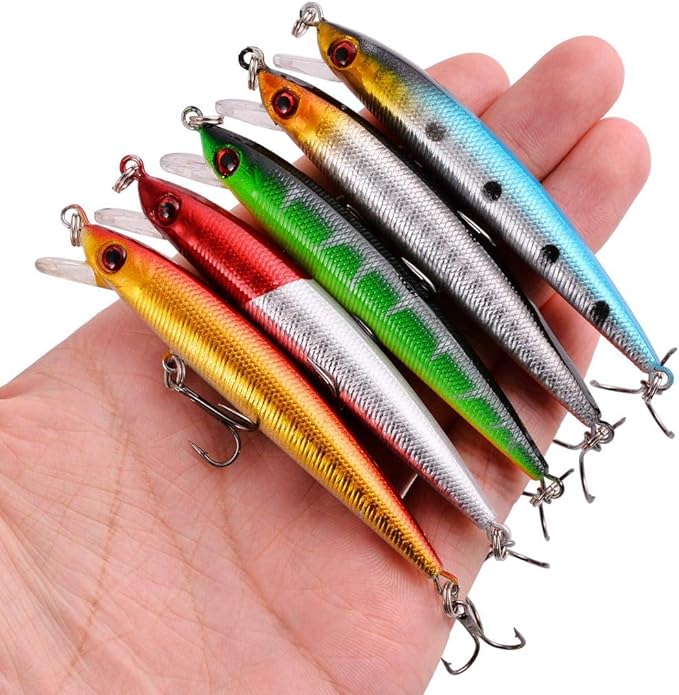 Aorace Fishing Lures Kit Mixed Including Minnow Popper Crank Baits with Hooks for Saltwater Freshwater Trout Bass Salmon Fishing