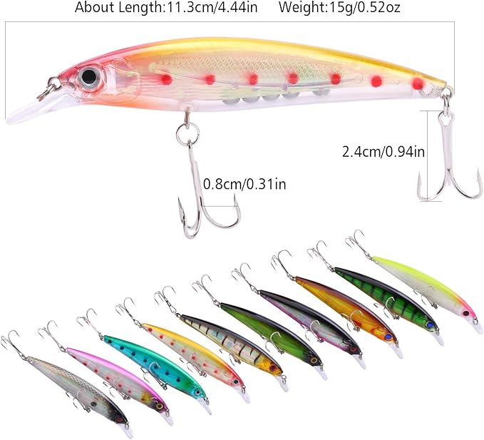 Sougayilang Minnow Fishing Lures Crankbaits Set Fishing Hard Baits Swimbaits Boat Topwater Lures for Trout Bass Perch Fishing