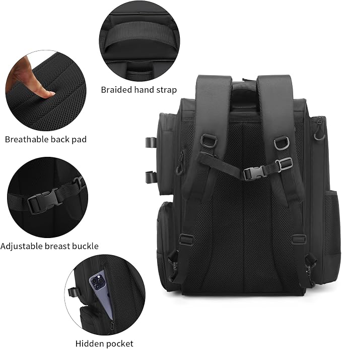 WANOON Fishing Backpack, fishing bag with Rod Holders. Large tackle Backpack Strong Materials