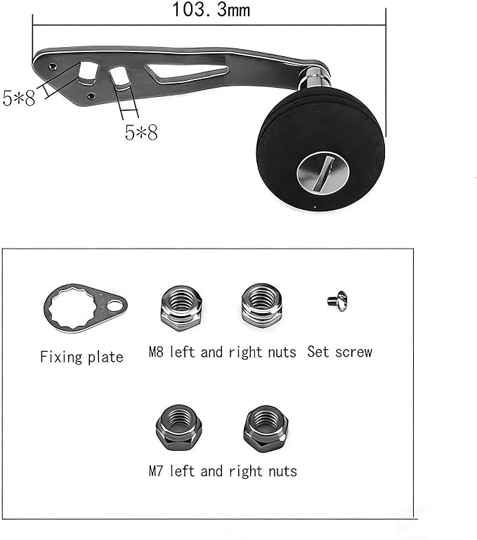 3 Pcs Fishing Reel Handle Replacement Parts, Sturdy Power Handle Knob Set for Repairing Baitcasting, Drum, and Conventional Reels. Provides Comfortable Grip for Smooth Cranking.