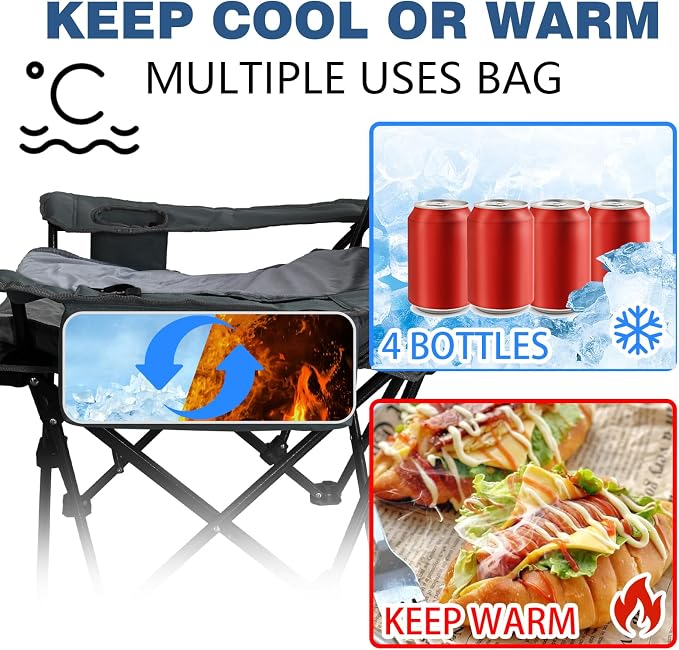 2-Pack Reclining Camping Chair 4 Position with Foot Rest Comfortable for Adults 265Ibs Folding Lounger Mesh Beach Chair with Cooler Bag,Cotton Cushion and Cup Holder for Outdoor Patio