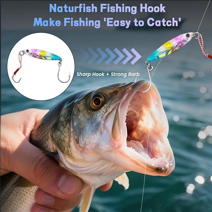 Inline Single Hooks 25Pcs Fishing in line Hooks for Treble Hook Replacement for Hard Lures Large Eye/Barbed Saltwater Freshwater