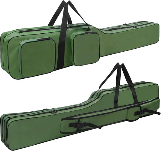 AGOOL Fishing Rod Case Fishing Pole Bag Case 4.27 ft Portable Waterproof Rod Reel Organizer Oxford Fish Bag for Saltwater Freshwater Ice Fishing Gift