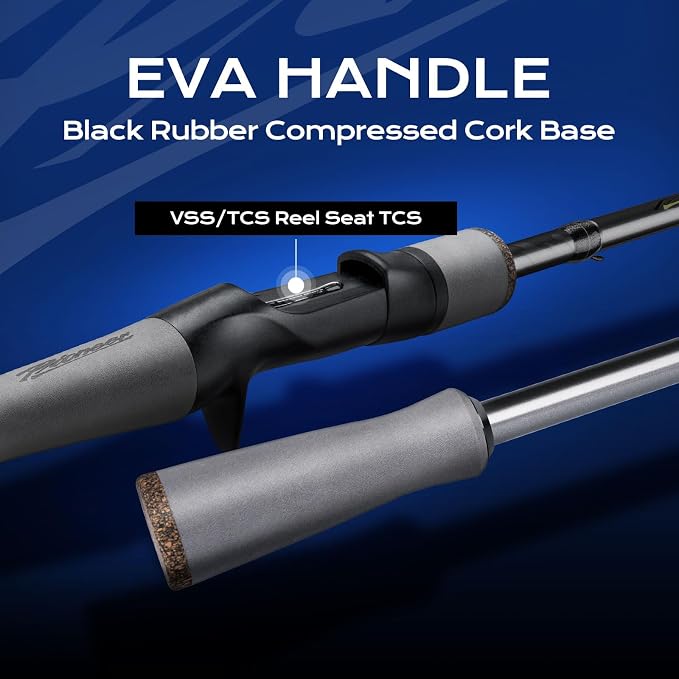 HANDING Pioneer Fishing Rod 2-Piece Baitcaster Rod & Spinning Rod with Medium Power and Moderate Fast Action 24T Carbon Fiber Ti-Oxide Ring EVA Handle for Largemouth Smallmouth Walleye