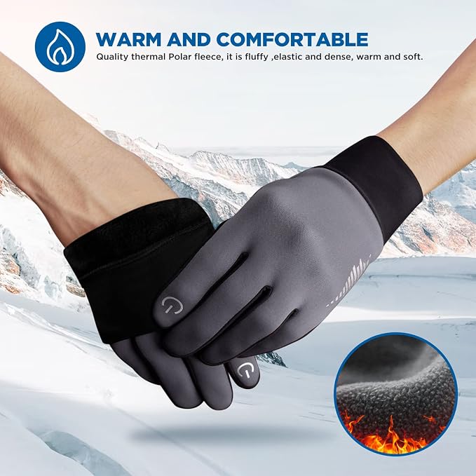 SIMARI Winter Gloves for Women Men - Cold Weather Thermal Touch Screen Ski Snow Glove Liners, Non-Slip Palm & Warm Fleece Lined, for Running Cycling Driving Hiking Walking Sports Outdoor Texting Work