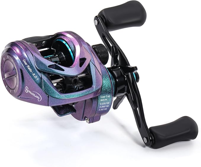 Sougayilang Baitcasting Fishing Reel, 8:1 High Speed Gear Ratio Super Smooth and Powerful Low Profile Baitcaster Reel with Maganic Brake System for Freshwater,Saltwater