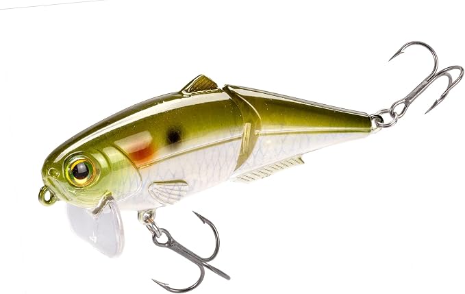 Strike King (HCWS2-864) Wake Shad Fishing Lure, Single Jointed Swimming Topwater Wakebait, 1-Ounce, Size 2 Treble Hooks, Ghost Herring
