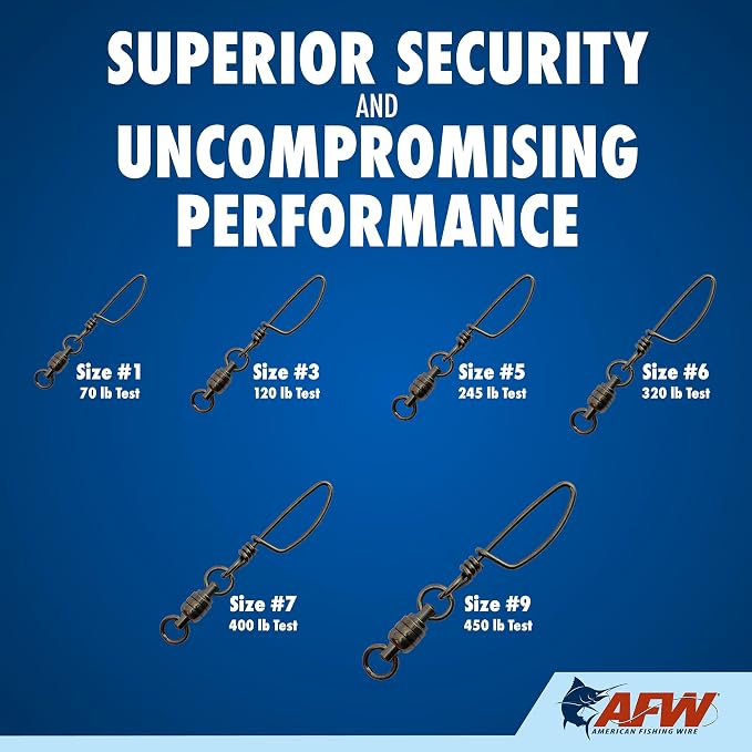 American Fishing Wire Stainless Steel Ball Bearing Snap Swivels with Double Welded Rings
