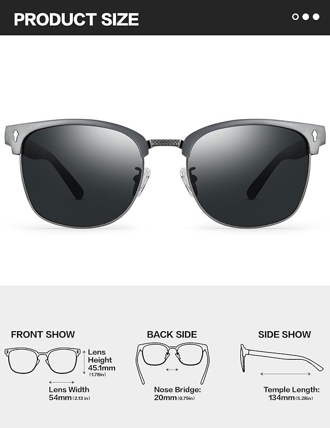 BIRCEN Mens Polarized Sunglasses for Driving: Al-Mg Metal UV Protection Sun Glasses Square Shades for Fishing Travel 2026