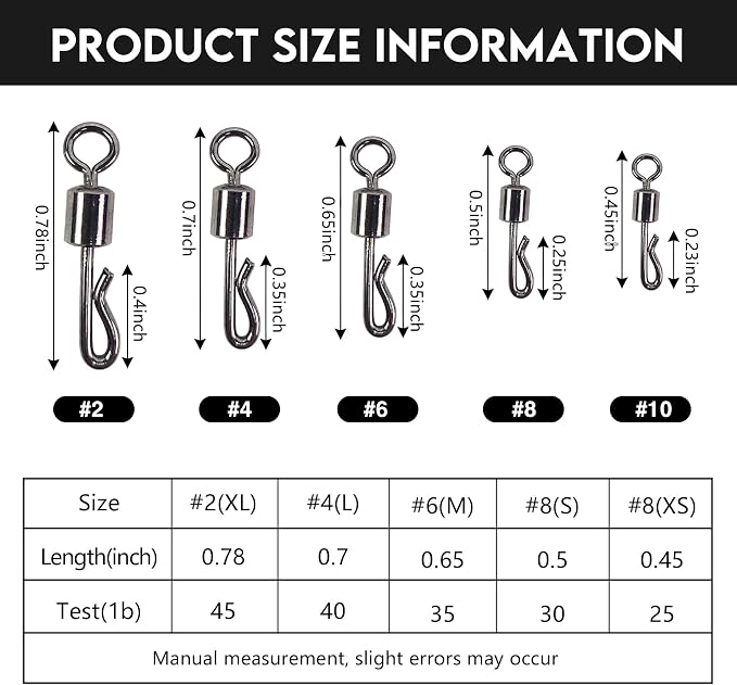 EUPHENG Micro Fishing Connector Tackles, Lightweight High Strength Fly Swivels Snaps to Reduce Line Twist for Fly Fishing Flies Tippet Leaders