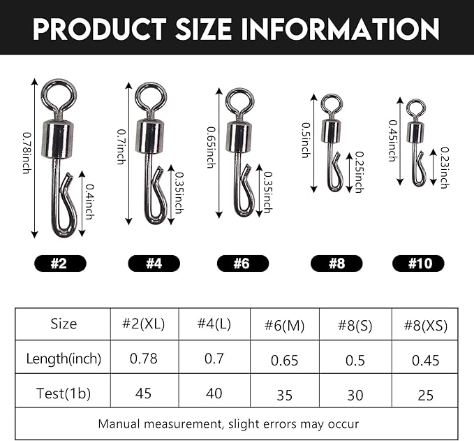 EUPHENG Micro Fishing Connector Tackles, Lightweight High Strength Fly Swivels Snaps to Reduce Line Twist for Fly Fishing Flies Tippet Leaders