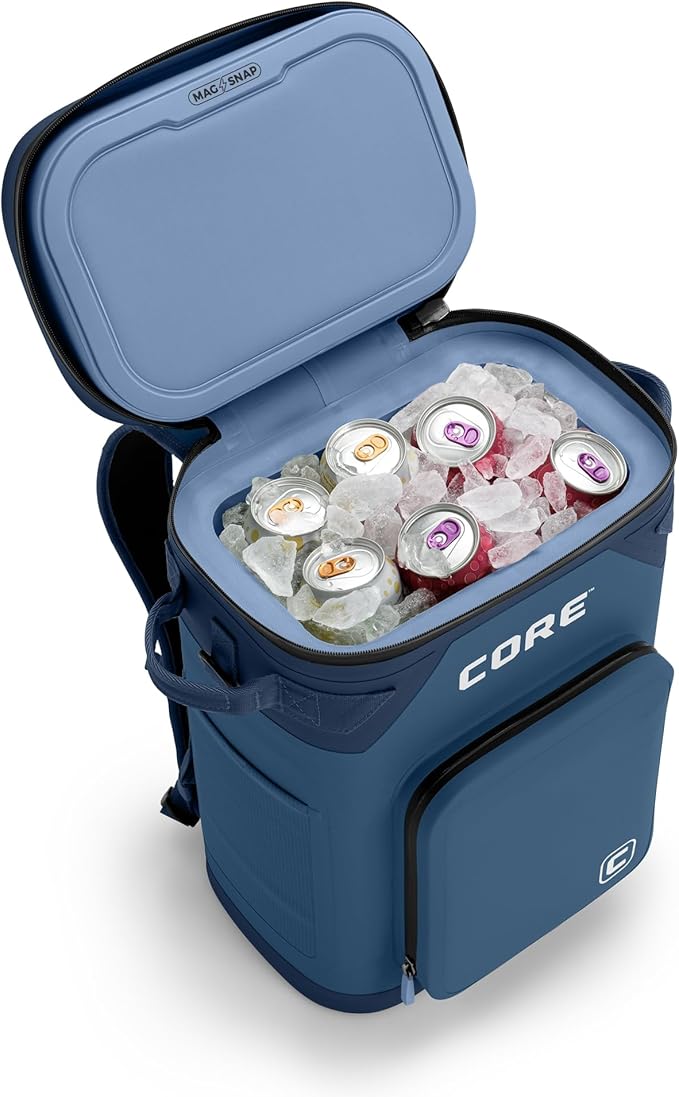 CORE Magnetic Leak Proof Soft Cooler with Waterproof Zipper | Insulated Bag Portable Ice Chest Box | Best Soft Cooler for Food & Beverages for Tailgating, Car Camping, Travel, and Family Beach Picnics