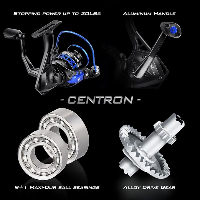KastKing Centron Fishing Rod and Reel Combo, Spinning & Baitcasting Combos, IM6 Graphite 2Pc Blanks, Stainless Steel Guides with Ceramic Rings, Contoured EVA Handles & Fighting Butt