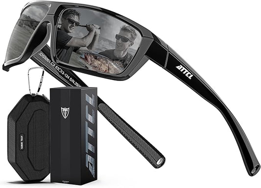ATTCL Polarized Sunglasses Men for Fishing: UV Protection Lightweight TR90 Sports Wrap Sun Glasses Driving Golf Running