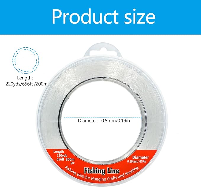 Nylon Fishing Line, 985ft,Strong Clear Invisible Hanging Wire for Crafts Beading, Decorative Pictures, Stringing Lights