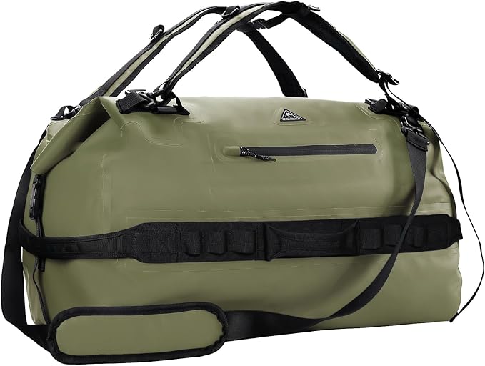 Haimont IPX7 Waterproof Roll-Top Dry Duffel Backpack | 60L/90L Sizes, 500D Tarpaulin, Welded Seams, Mesh Pockets, Boating & Kayaking