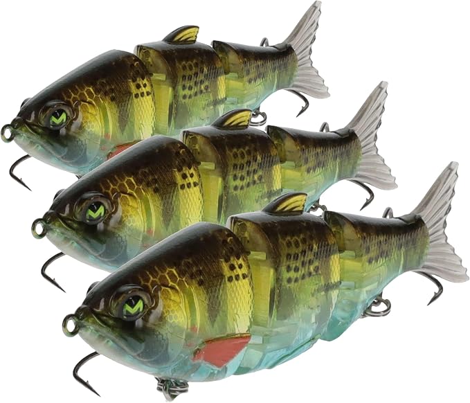 Lew's MachShad Fishing Lure, Lipless Jointed Swimbait, Realistic Swimming Action, Slow Sinking, Size 4 Mustad KVD Elite Short Triple Grip Treble Hooks
