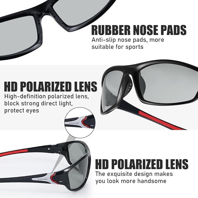 TOODOO 4 Pairs Men Polarized Sunglasses with UV Protection Driving Glasses Sports for Sport Outdoor Activities