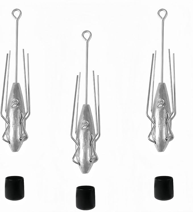 3Pcs Sputnik Sinkers Fishing Weights Sinkers Surf Casting Fishing Sinkers Lead Weights Sinkers Long Tail Fishing Weights Drop Shot Sinkers for Saltwater Catfish Beach Sand Ocean-1oz