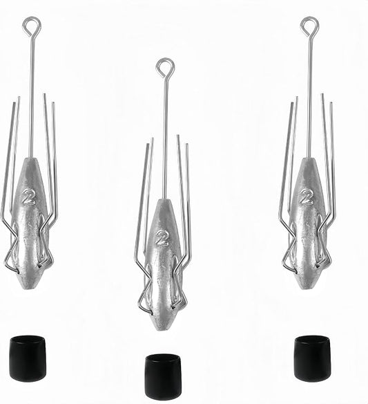 3Pcs Sputnik Sinkers Fishing Weights Sinkers Surf Casting Fishing Sinkers Lead Weights Sinkers Long Tail Fishing Weights Drop Shot Sinkers for Saltwater Catfish Beach Sand Ocean-1oz