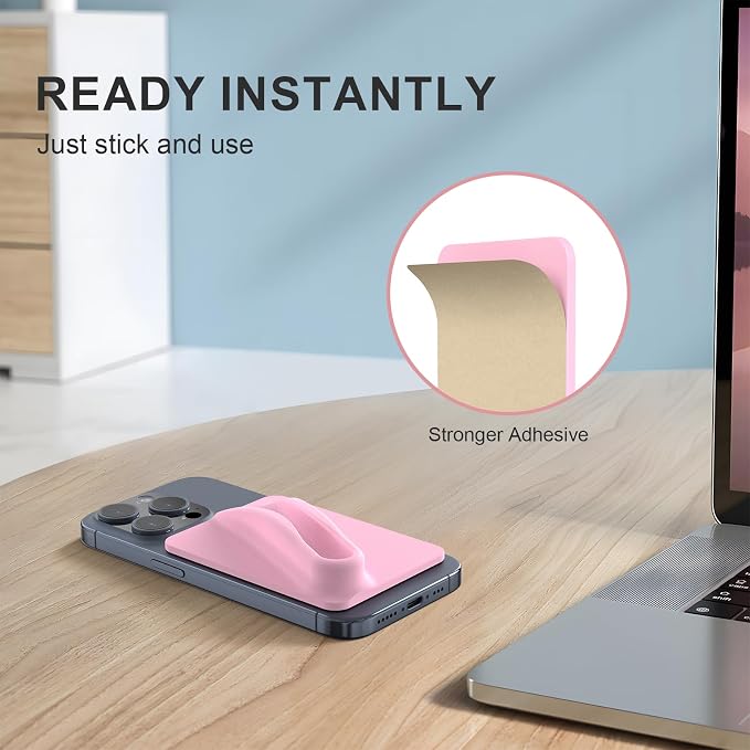 DOB SECHS Silicone Lip Holder for Cell Phone Lipstick Lip Glaze Phone Case Adhesive Back Stick On Holder for iPhone and Android Smartphone,Grey+Light Pink