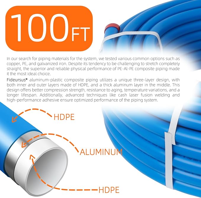Compressed Air Piping System with 3/4 Inch ID x 100 feet 3-Way Dual-Outlet Aluminum Manifolds for Garage Shop Air Line Kit, Air Compressor Line Kit |200 PSI | 9110
