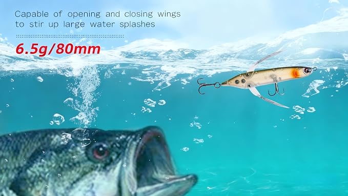 Topwater Crawler Walks On Water Dragonfly Big Bass Blow Ups Great Fishing Gift Great for Freshwater Fishing (Red Head & Silver Body)