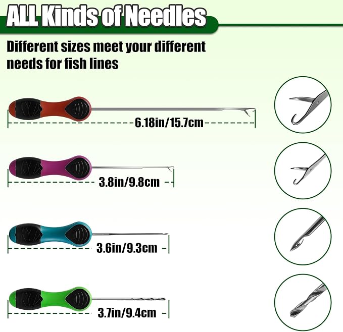 YOTO Carp Fishing Tool Kit & Equipment - Professional Baiting Rig Tools Set with Hook Needles, Bait Drill and 2 Boilie Stoppers - Multiple Styles: Standard, Silicone Grip & Night Glow