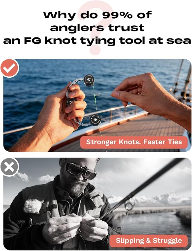 HOOK-EZE FG Knot Tying Tool, GT Knot Assist for Braid to Leader Connection, Adjustable Tension, Fast and Secure FG Knotter, Premium Fishing Gifts for Saltwater Freshwater Anglers Fishermen